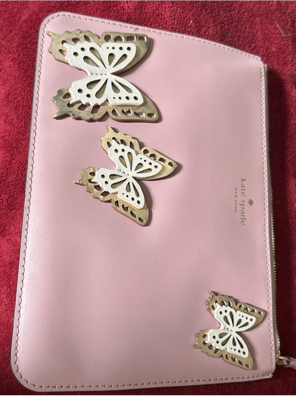 kate spade Pink Butterfly Applique Zip Pouch